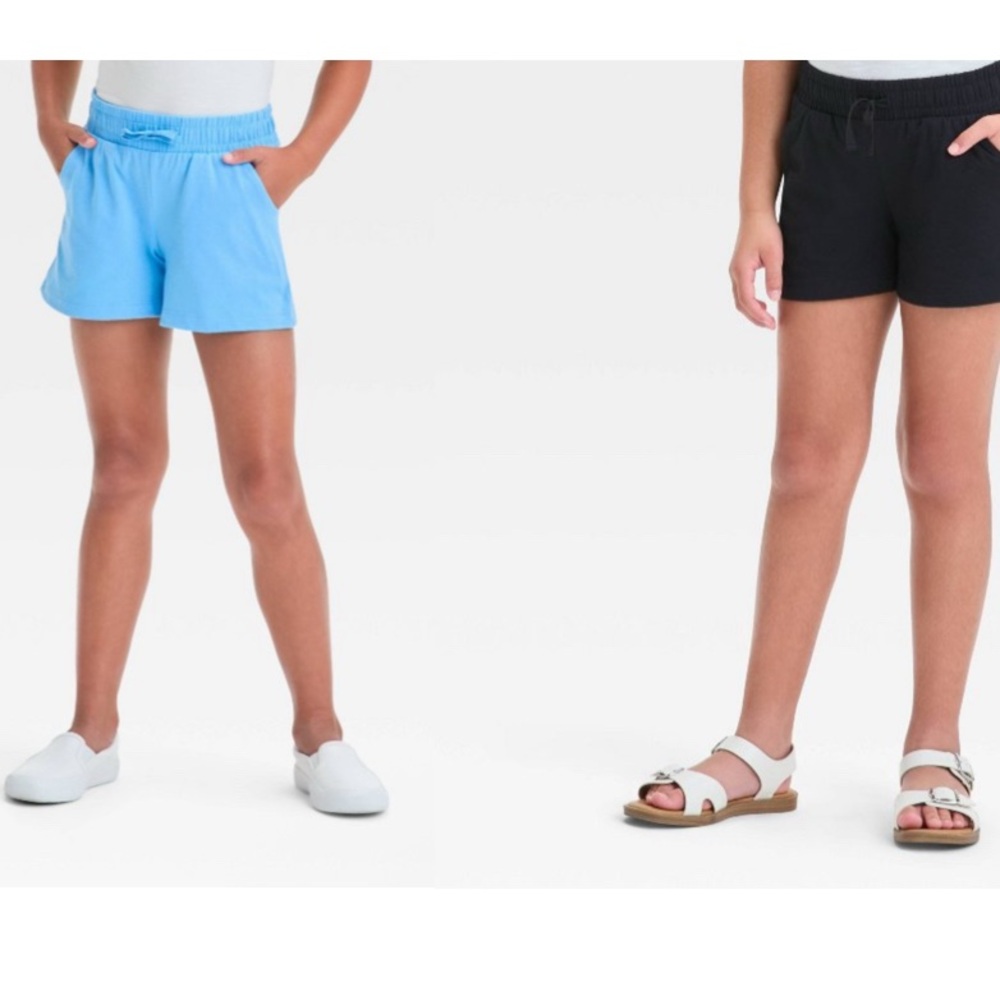 2pk Girls' Pull-On Knit Shorts - Cat & Jack Elastic Waist, Tagless Design (XL)